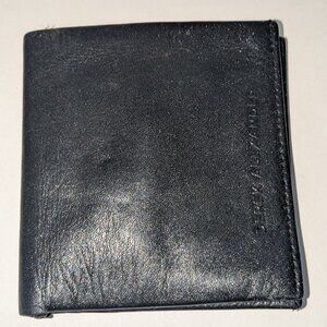 DEREK ALEXANDER Black Top Grain Leather Cowhide Bifold Wallet